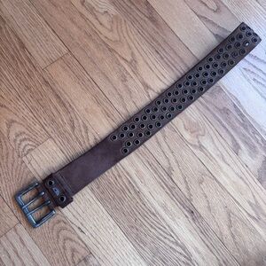Diesel Taupe Brown Studded Leather Belt